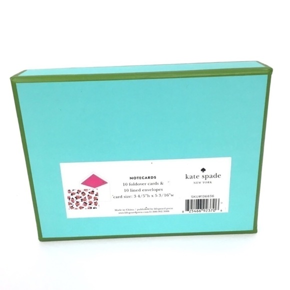 KATE SPADE 10 Notecards Roses Flowers Lined Envelopes Foldover Cards Stationery - Picture 3 of 5